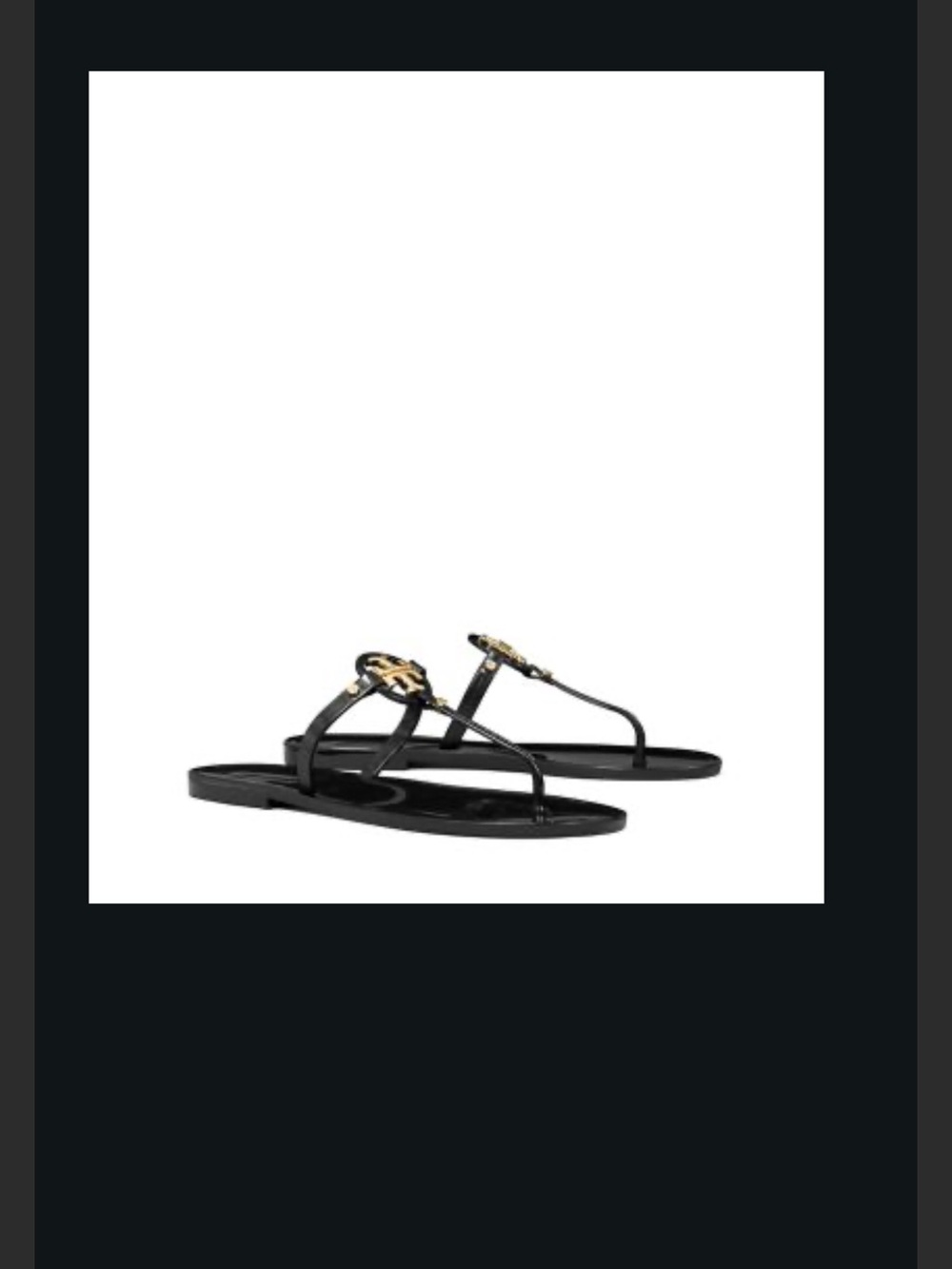 Tory Burch Black Jelly Thong Sandals with Gold Logo